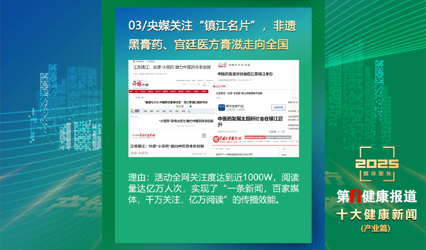 “七〇七天然制药”入选2025年度十大健康新闻
